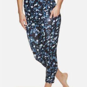 GAIAM Black and Blue Floral Leggings